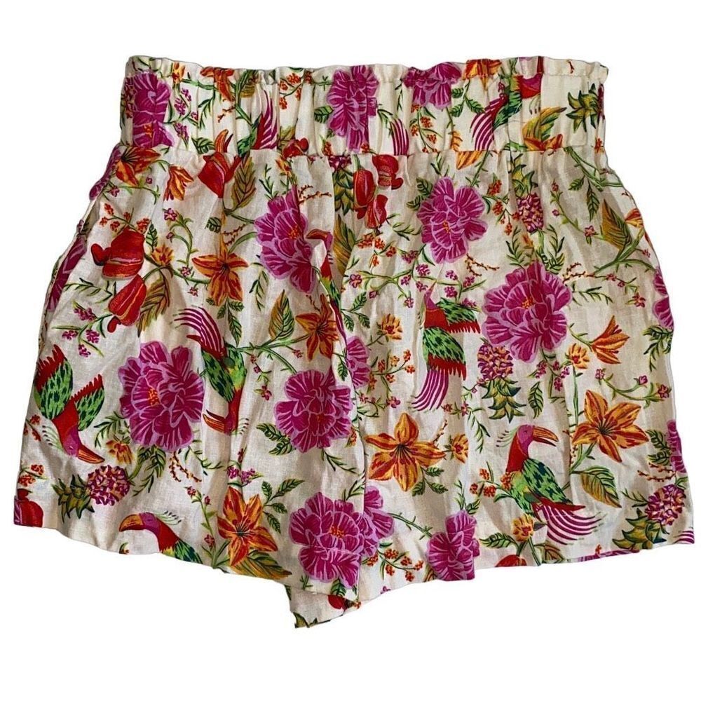 Rachel Zoe NWT Linen Rayon Paperbag Shorts Colorful Floral XS